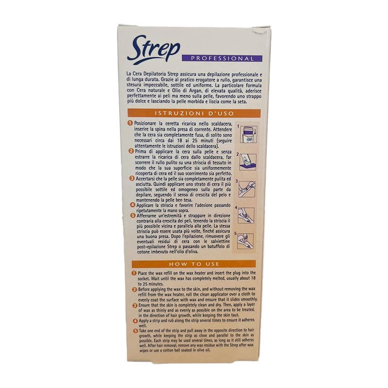 STREP CERA DEPILATORIA RICARICA A RULLO STESURA IMPECCABILE ED UNIFORME CERA NATURALE CON OLIO D'ARGAN PER PELLI NORMALI 100 ML