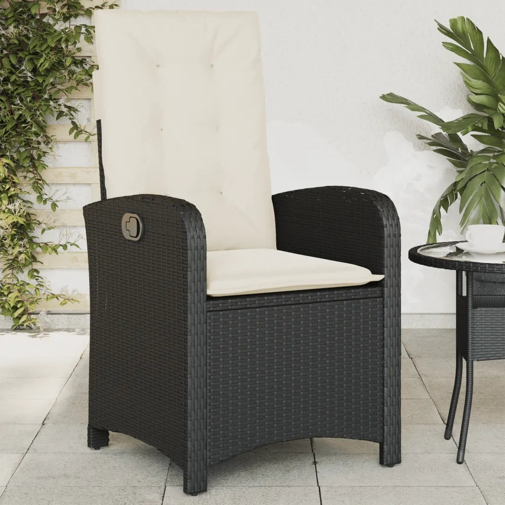Sedie Reclinabili da Giardino 2 pz con Cuscini Nero Polyrattan 365168