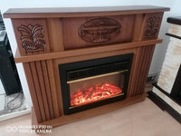 Camino Elettrico da Pavimento 96,3x120x31,8 cm Effetto Fiamma 1500W Roma mini & Mars Noce