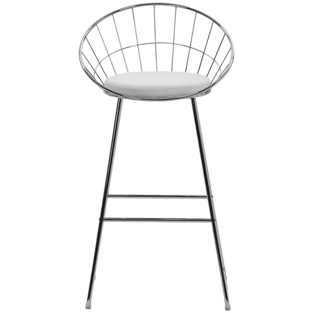 Set di 2 sgabelli da bar 75cm in metallo cromato e cuscino bianco ALEX