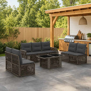Set Divano da Giardino 8 pz Grigio e Grigio Scuro polyrattan 3436928