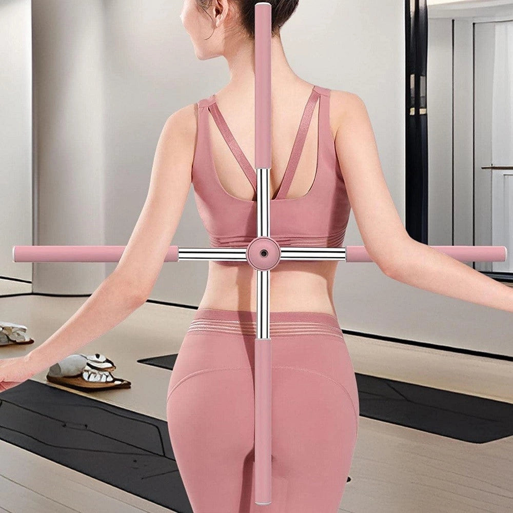 Trade Shop - Bastoncini Da Yoga Retrattili Strumento Allungamento Correttore Posturale Schiena -