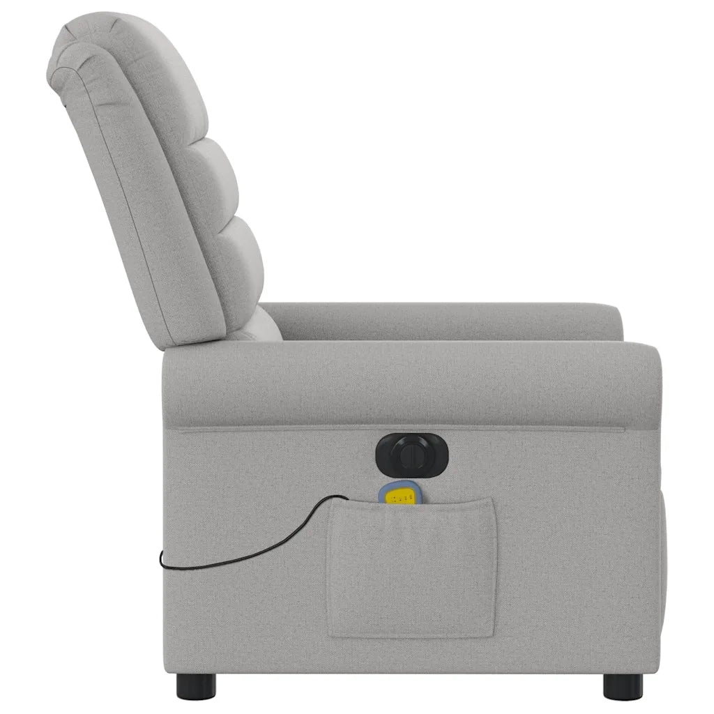 Divano Sedia-Poltrona Reclinabile Massaggio Elettrica Grigio Nuvola Tessuto 501643
