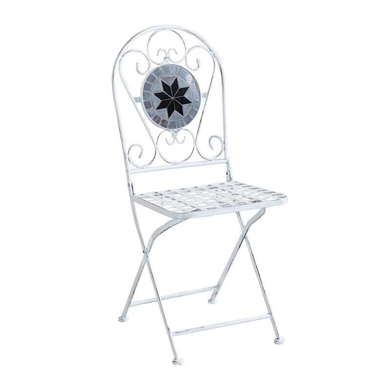 SET BISTROT ALISON STRUTTURA IN ACCIAIO IN COLORE BIANCO ANTICO E MARMO