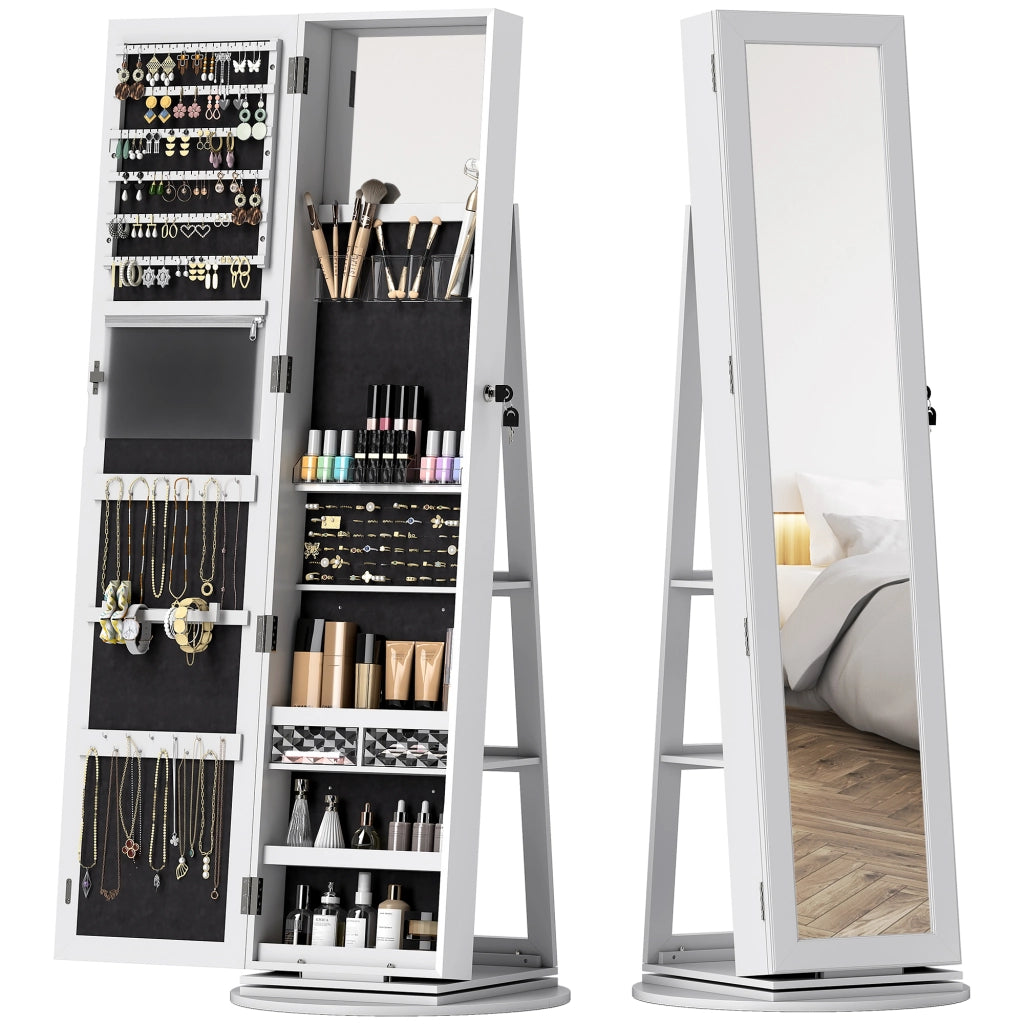 Specchio Portagioie 3 in 1 ¨C Zephmum ¨C Bianco 55x55x161 cm