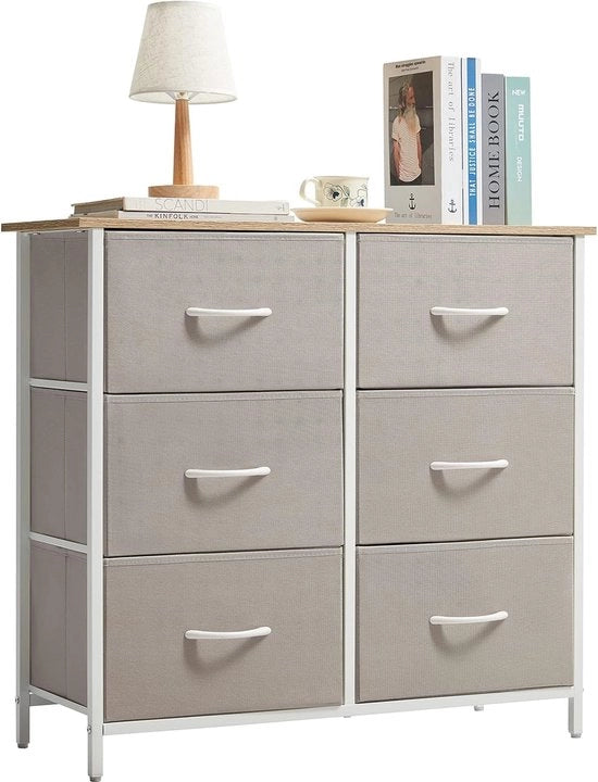 Cassettiere con 6 cassetti in tessuto per camera da letto e soggiorno - Scaffalature per armadi - Grigio chiaro