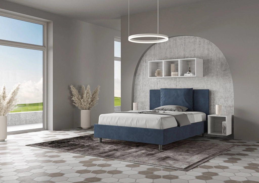 Letto Matrimoniale 160x190 cm Senza Rete Antea Blu