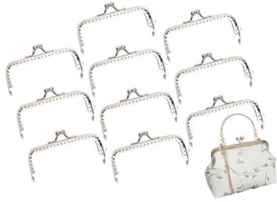 Portafoglio con chiusura Oro/Argento - 10 Unità - Struttura in Acciaio Robusta - Hardware per Borsa Fai da Te - Materiale per Borse Artigianali - Diametro circa 8,5 cm - Portafoglio in Acciaio