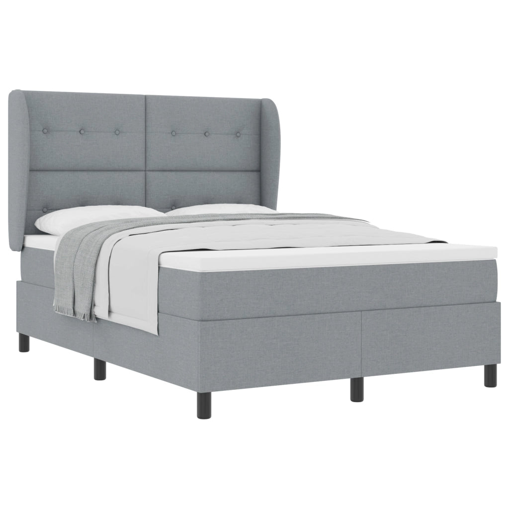 Letto con Rete a Doghe e Materasso in Grigio Chiaro, 160x200 cm, Tessuto