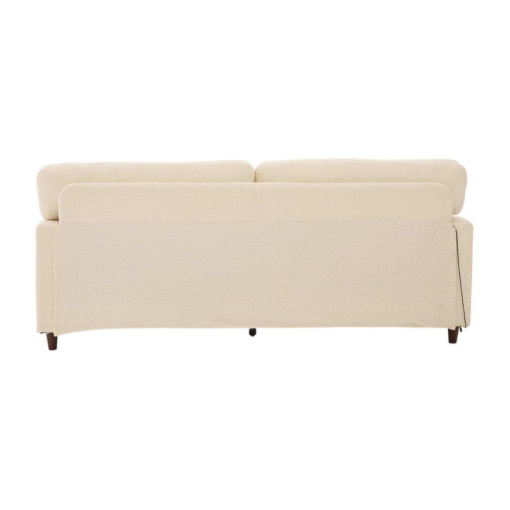 Divano a 2 posti 203x77.5x86 cm con USB-C; LED e portabevande in chenille beige
