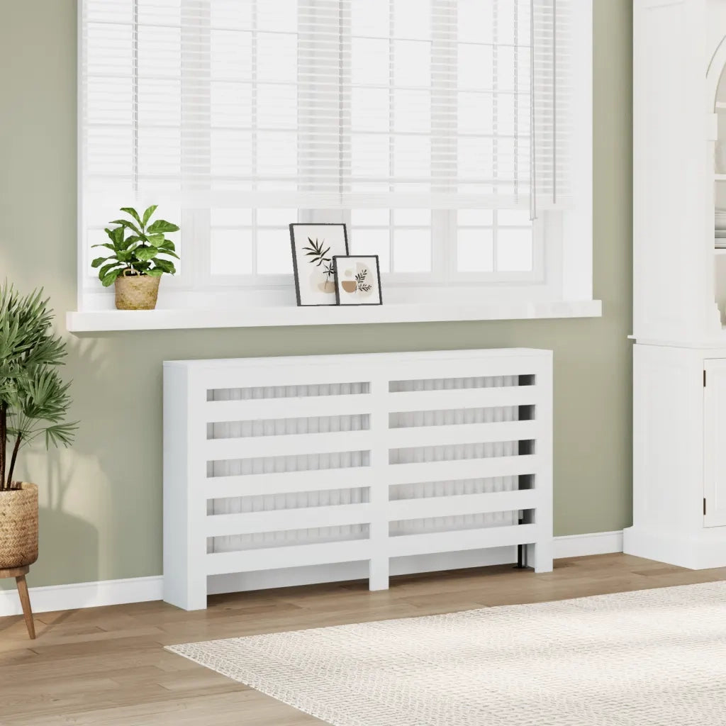 vidaXL Copertura Termosifone Bianca 149x20x82 cm Legno Multistrato