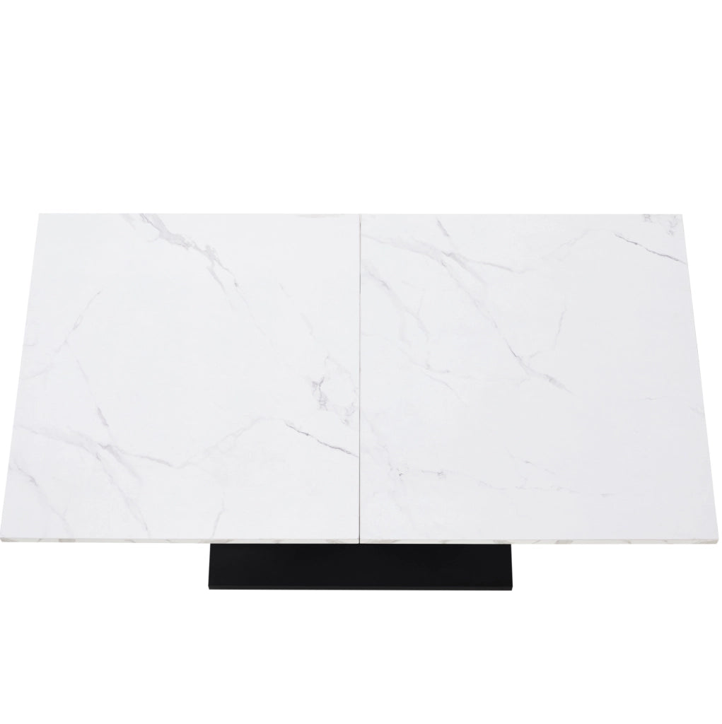 Tavolo da pranzo 140x75x75.5 cm rettangolare con piedini regolabili; MDF e metallo bianco e nero