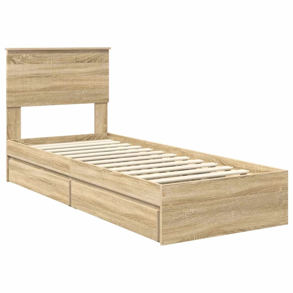 Letto con Contenitore con testiera Rovere Sonoma 75 x 190 cm