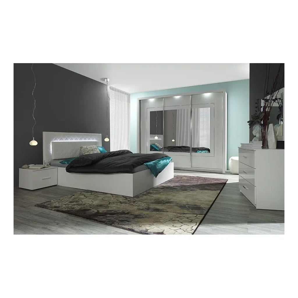Set di due comodini PANAREA – Bianco lucido – Design moderno