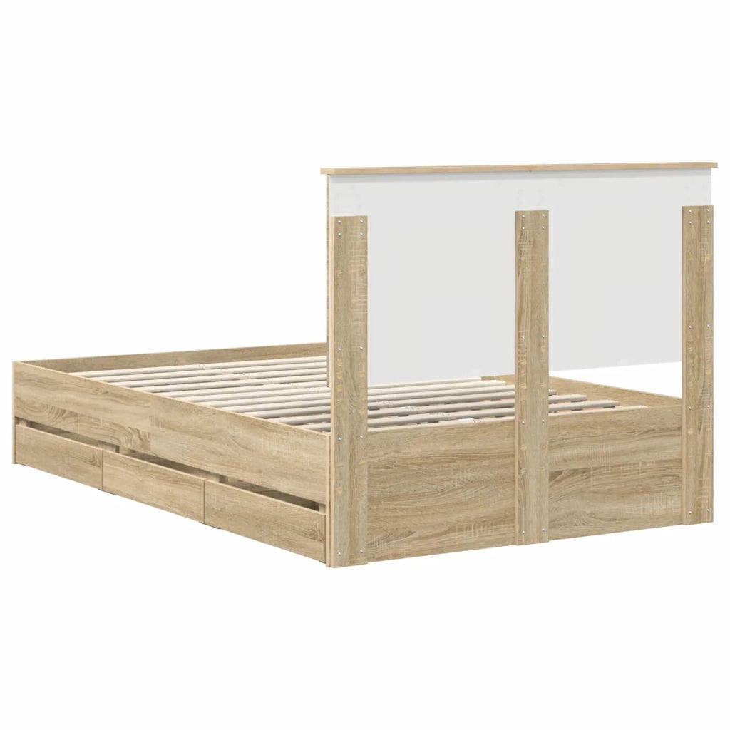 Struttura del letto con cassetto Rovere Sonoma 120 x 190 cm