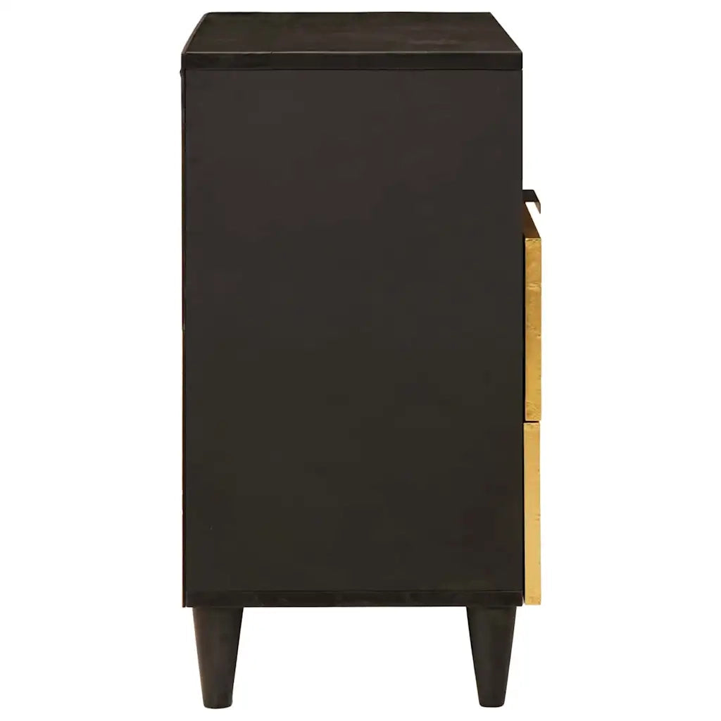 vidaXL Comodino Nero e Oro 50 x 33 x 60 cm legno massello di mango