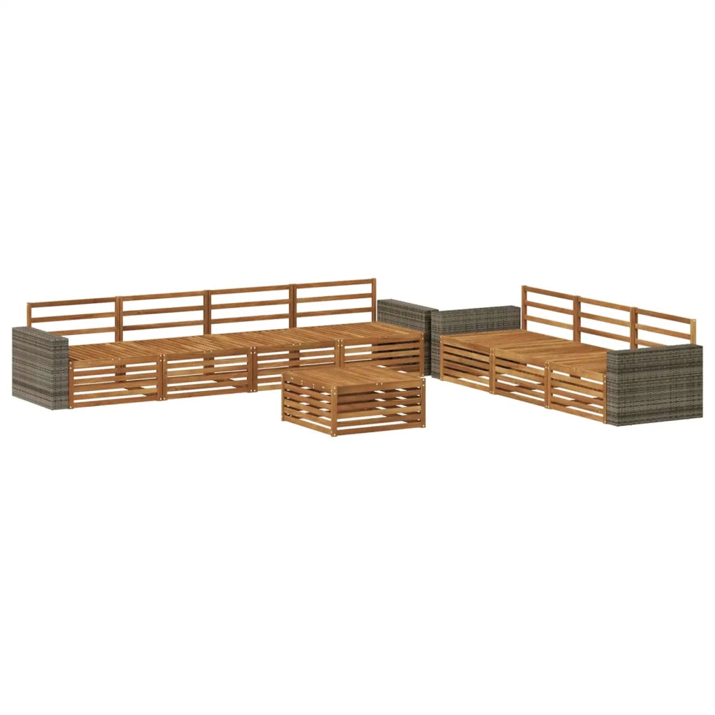Set di divani da esterno 8 pz Naturale Legno di Acacia Massello 3383127