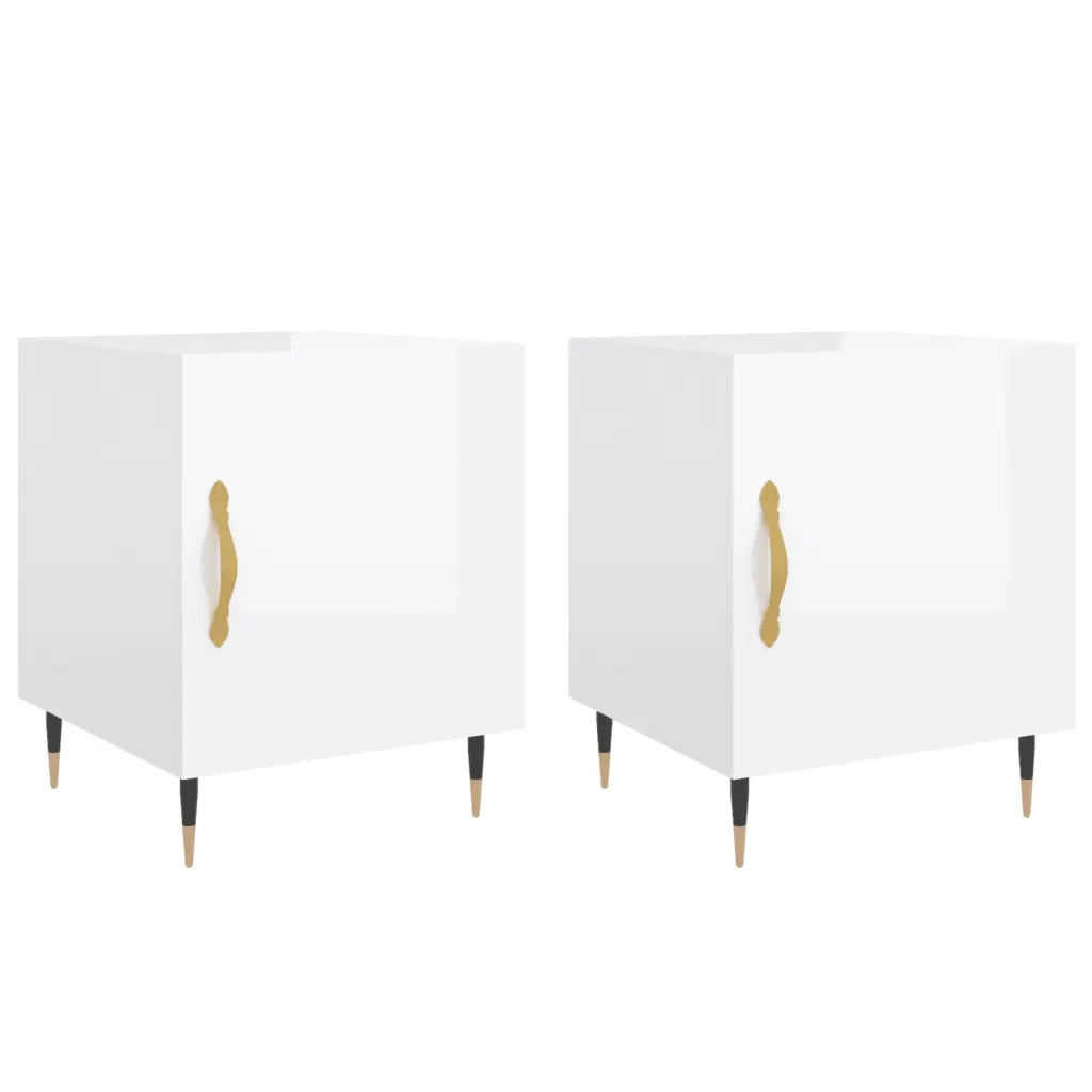 Comodini 2 pz Bianco Lucido 40x40x50 cm in Legno Multistratocod mxl 127753