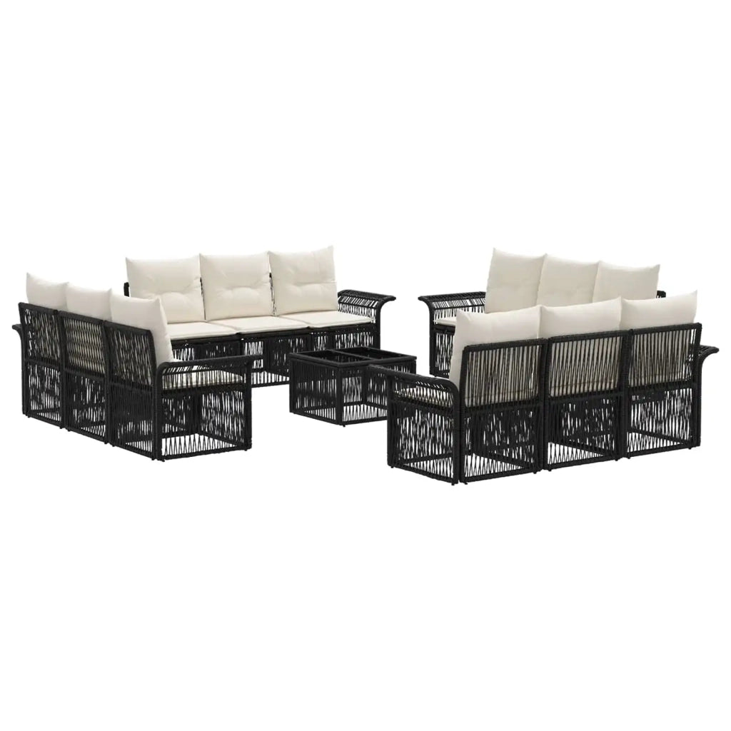 Set Divano da Giardino 13 pcs Nero polyrattan