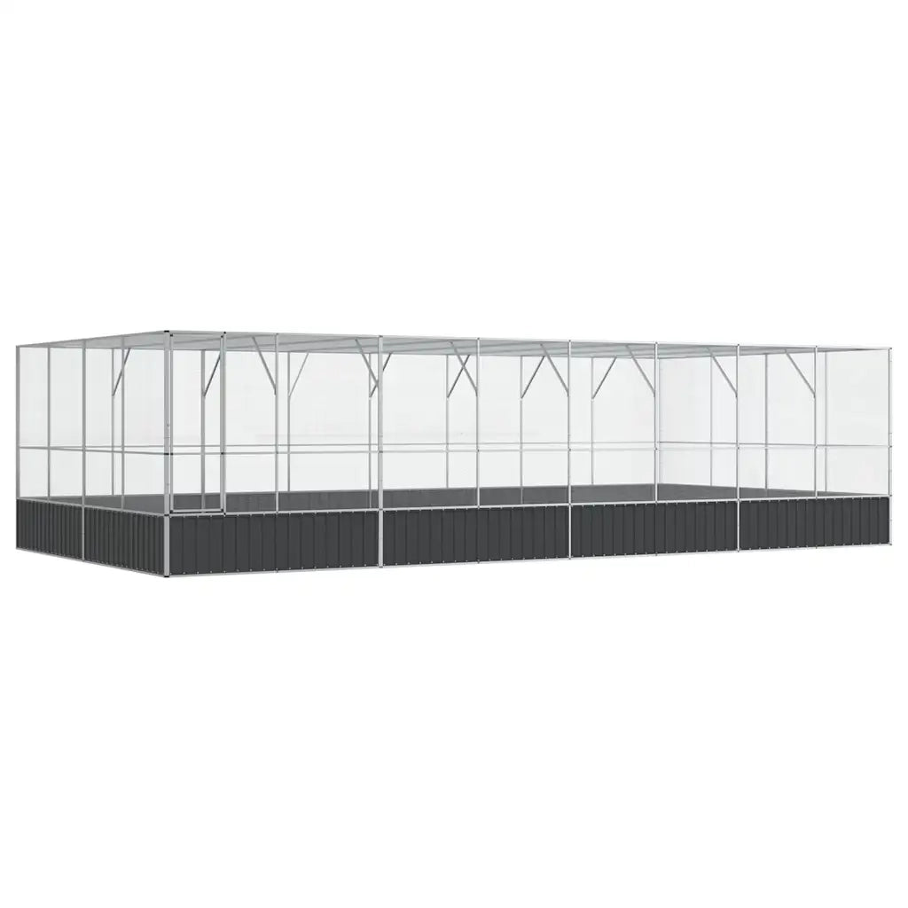 Voliera con Estensione Argento 832x414x212 cm in Acciaio