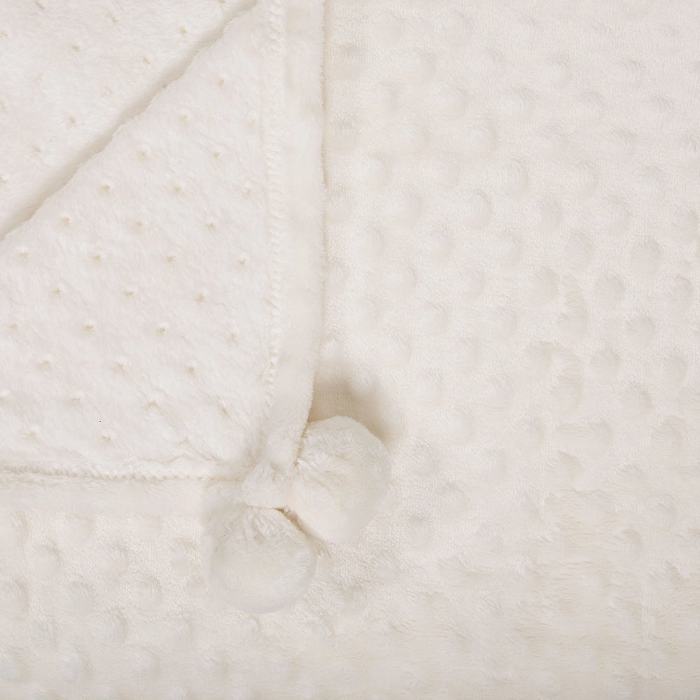 Coperta Crema Copriletto 150 x 200 con nappe Texture Popcorn Morbido Copriletto