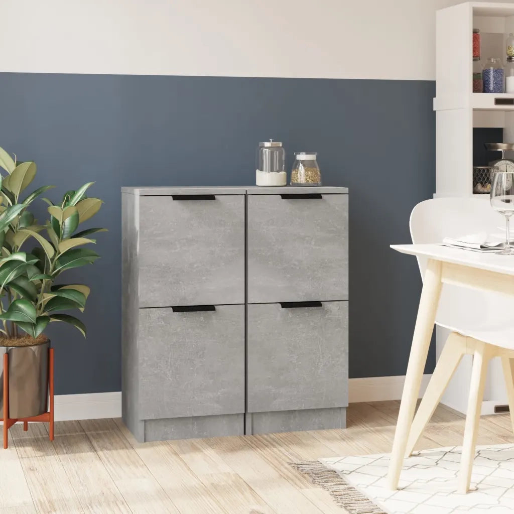 Credenze 2 pz | Madia | Buffet da pranzo | Armadio da pranzo Grigio Cemento 30x30x70 cm in Legno Multistrato