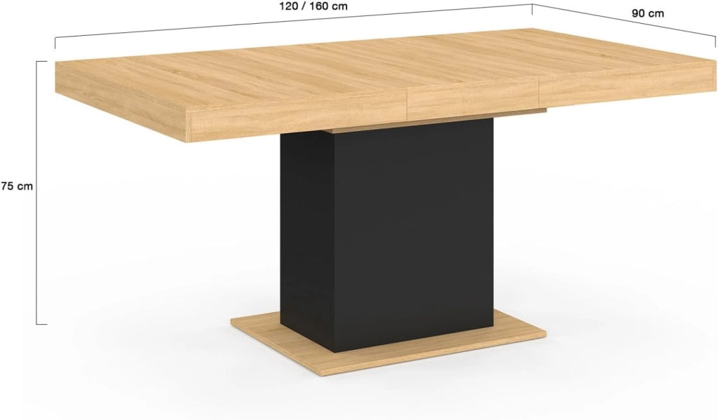 Tavolo da pranzo allungabile rettangolare Eden 4-6 persone legno e nero 120-160 cm