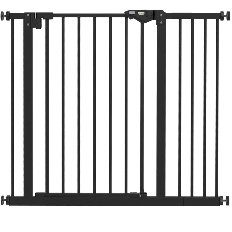 Cancello di Sicurezza per Cani in Metallo e Plastica Regolabile 74-80/87-94 cm Nero