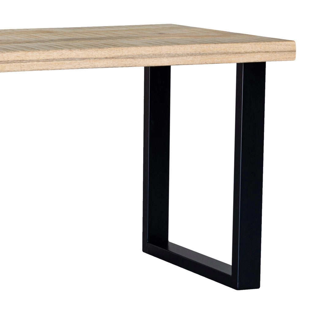 Tavolo da pranzo rettangolare con piano in mango naturale e gambe 160x80x76
