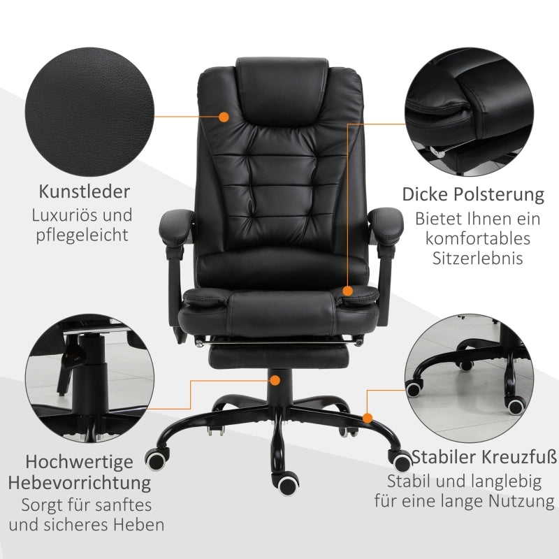 SEDIA UFFICIO MASSAGGIO 67 x 79 x 111-121 cm Similpelle Nera