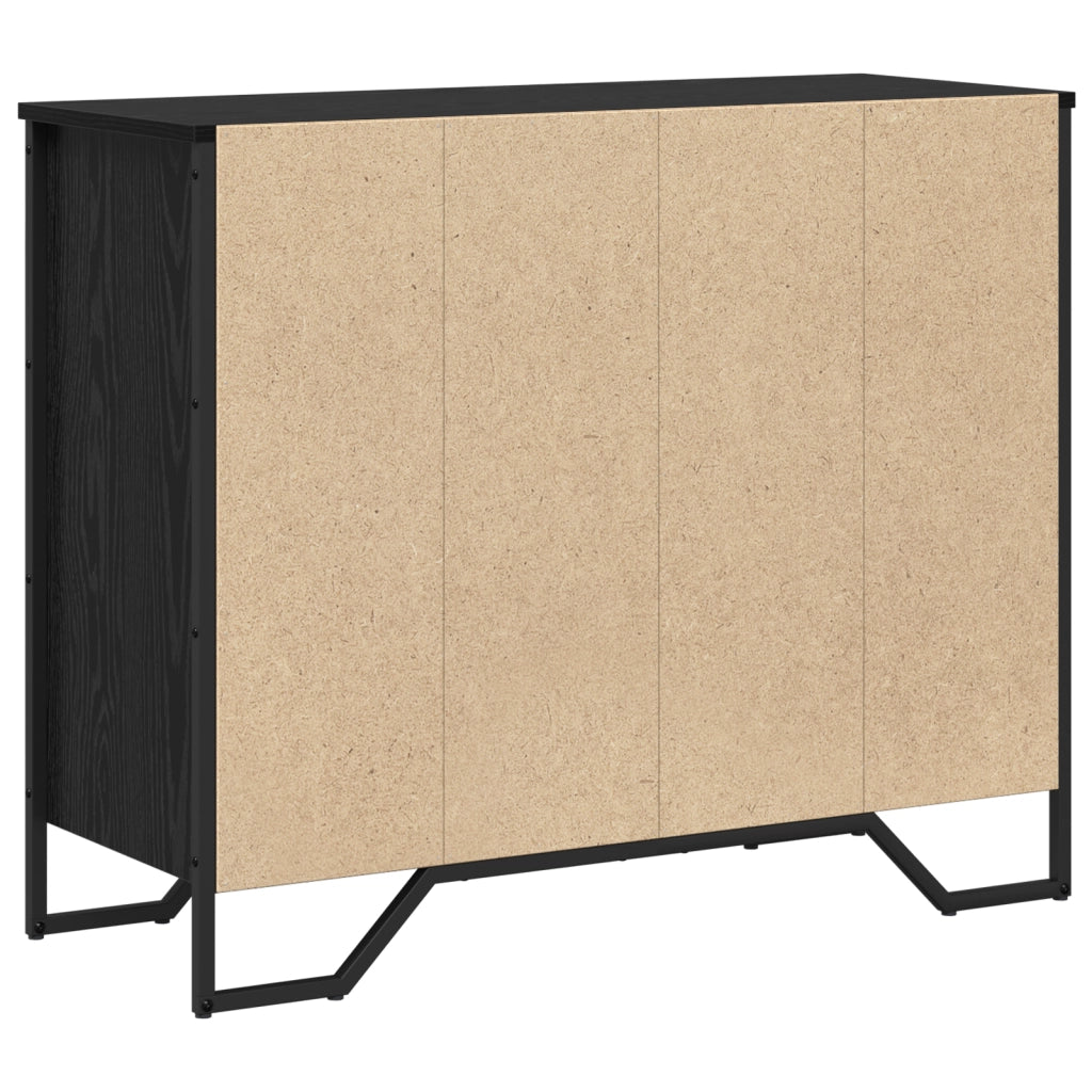 Cassettiera Rovere Nero 91x35.5x74.5 cm Legno ingegnerizzato
