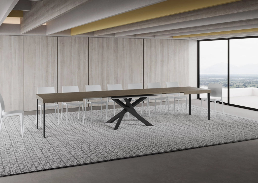 Tavolo Allungabile 160-420x90x77 cm Volantis Tortora Telaio Antracite