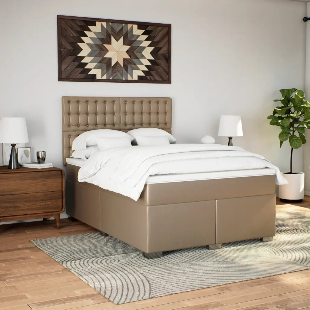 Giroletto a Molle con Materasso Cappuccino 140x200cm Similpelle