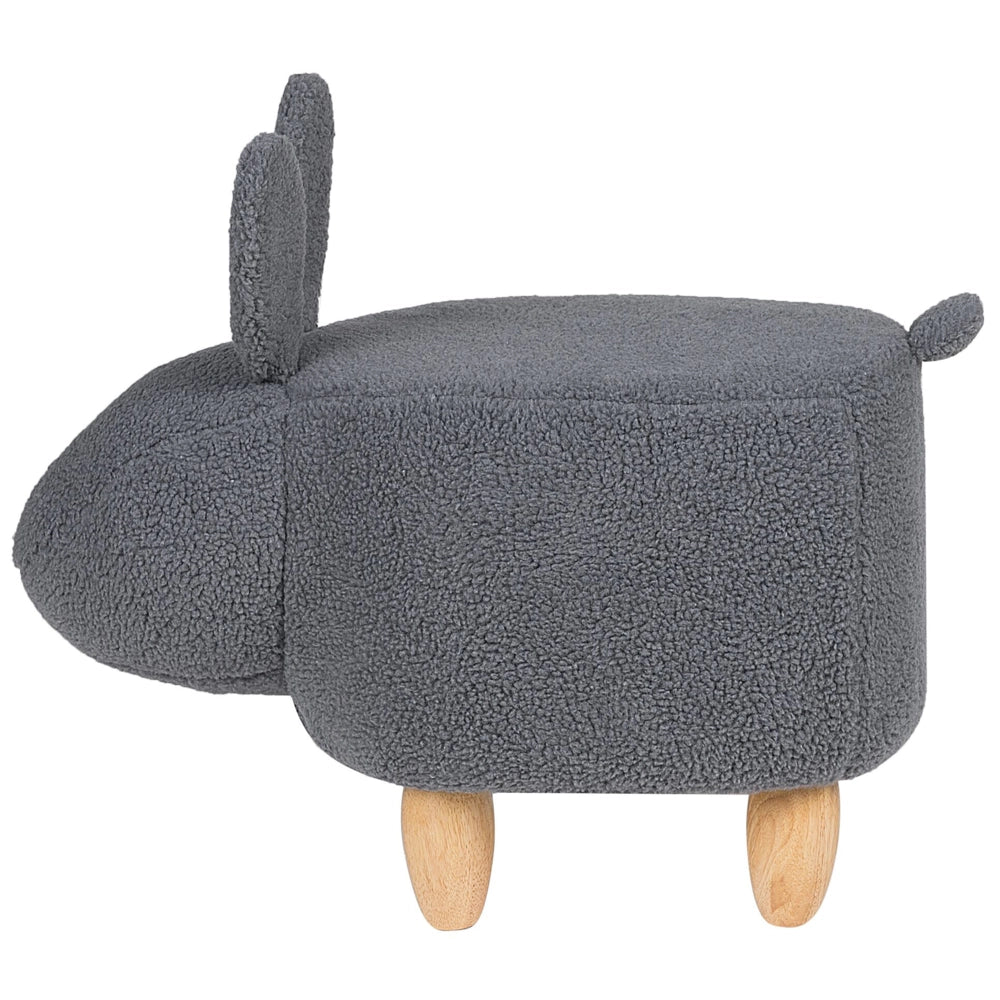 Sgabello per bambini Tessuto in poliestere grigio Gambe in legno imbottite Poggiapiedi per la cameretta dei bambini