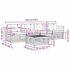 Set di divani da esterno 5 pcs Grigio Naturale e Chiaro 3372961