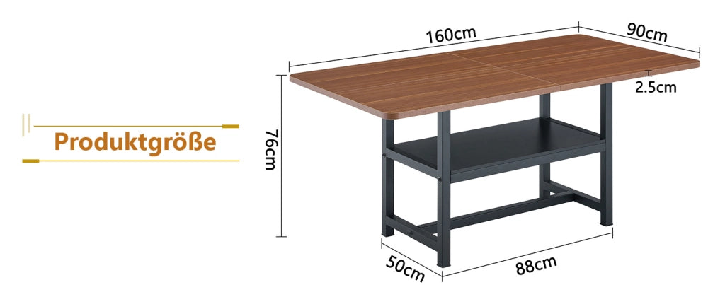 Tavolo da pranzo per 4-6 persone con ripiano contenitore stile moderno per cucina e sala da pranzo 160 × 90 × 76 cm