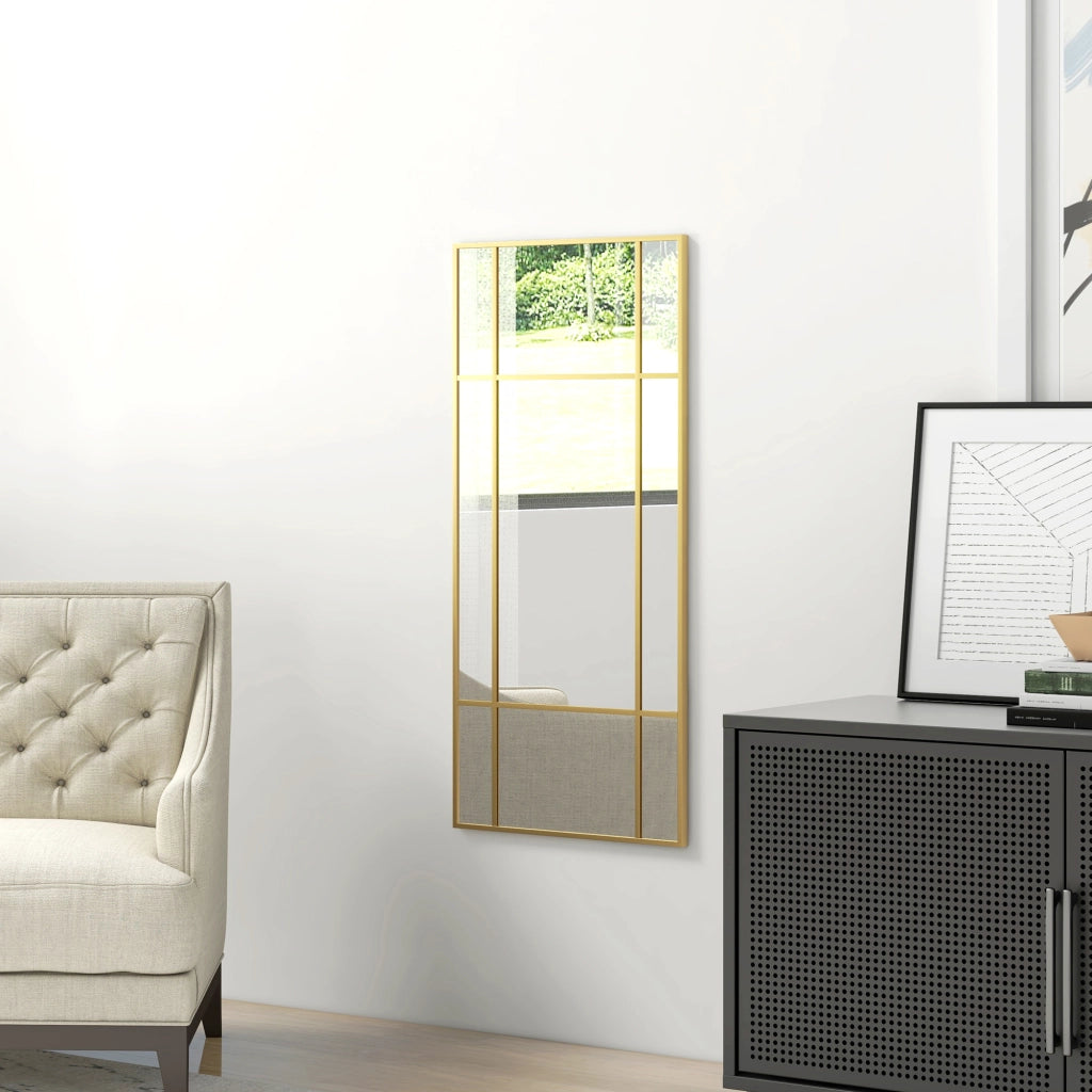 SPECCHIO DECORATIVO 110x50 cm Rettangolare in vetro e metallo Oro