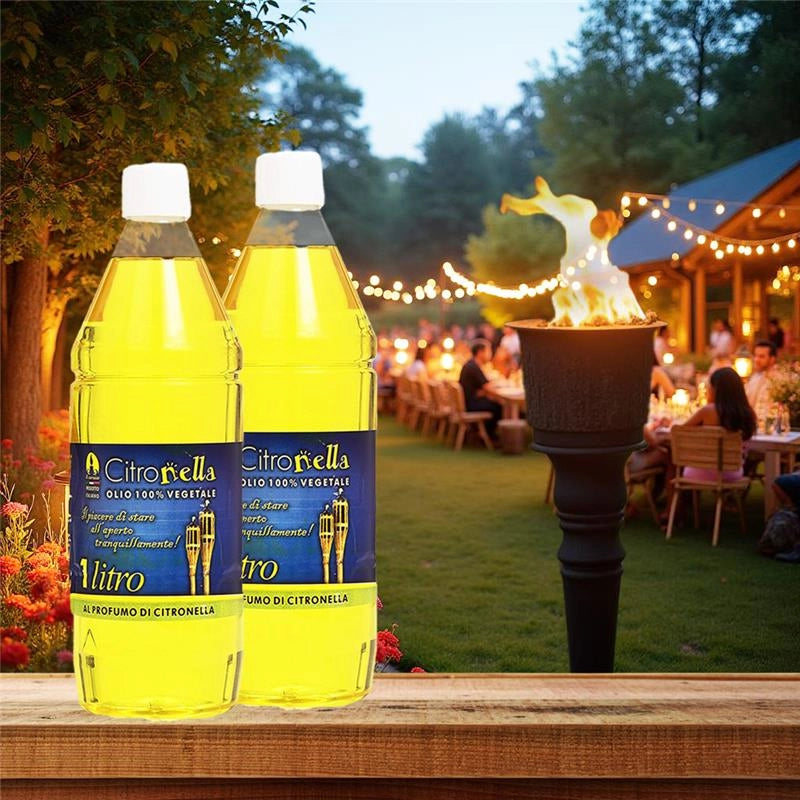 CITRONELLA OLIO COMBUSTIBILE PER TORCE DA GIARDINO ESTERNE 100% VEGETALE AIUTA AD ALLONTANARE LE ZANZARE 1 LT