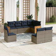 Set Divani da Giardino 8 pz con Cuscini Grigio in Polyrattan 3227727