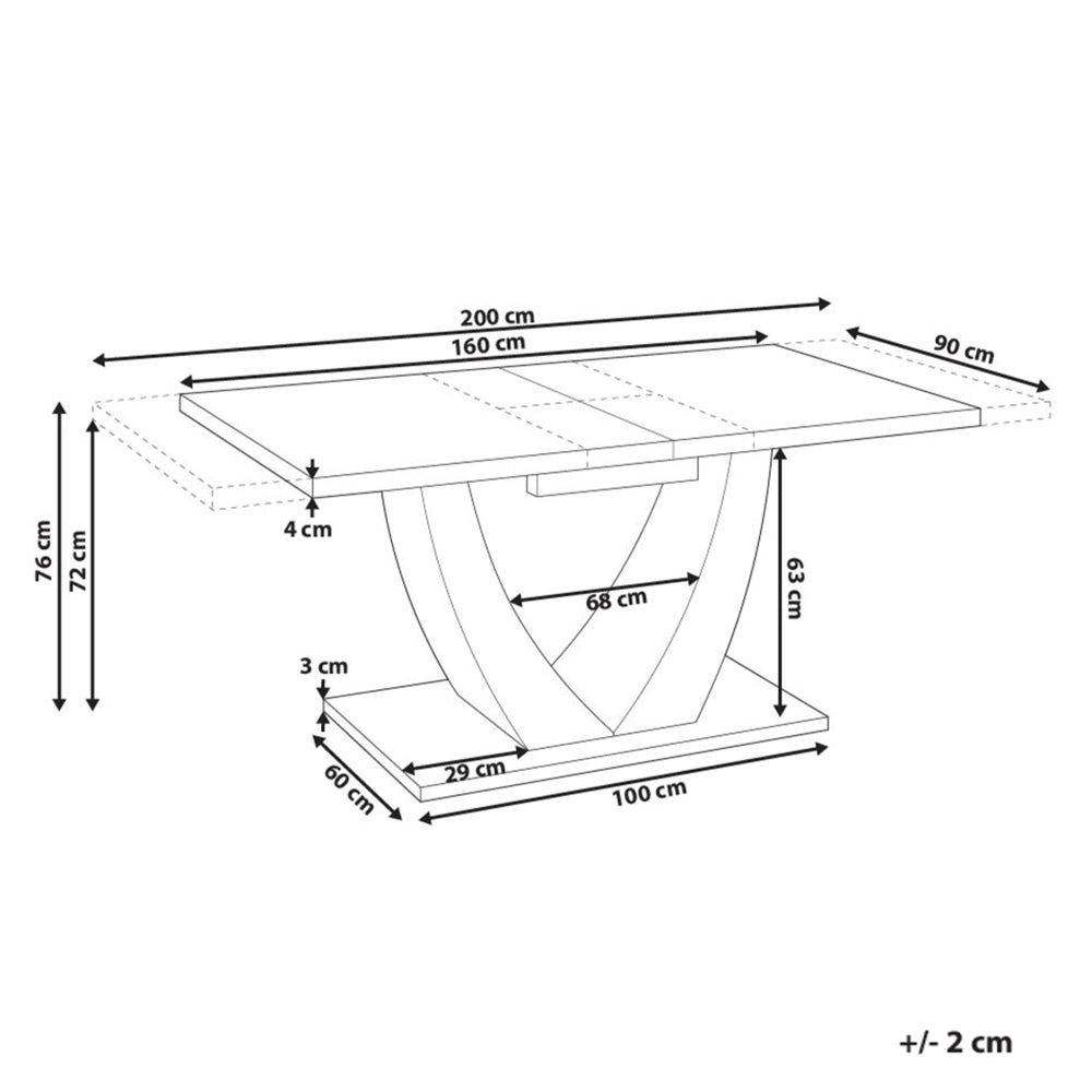 Tavolo da pranzo MDF beige chiaro 160/200 x 90 cm Allungabile Rettangolare Moderno Sala da pranzo Cucina