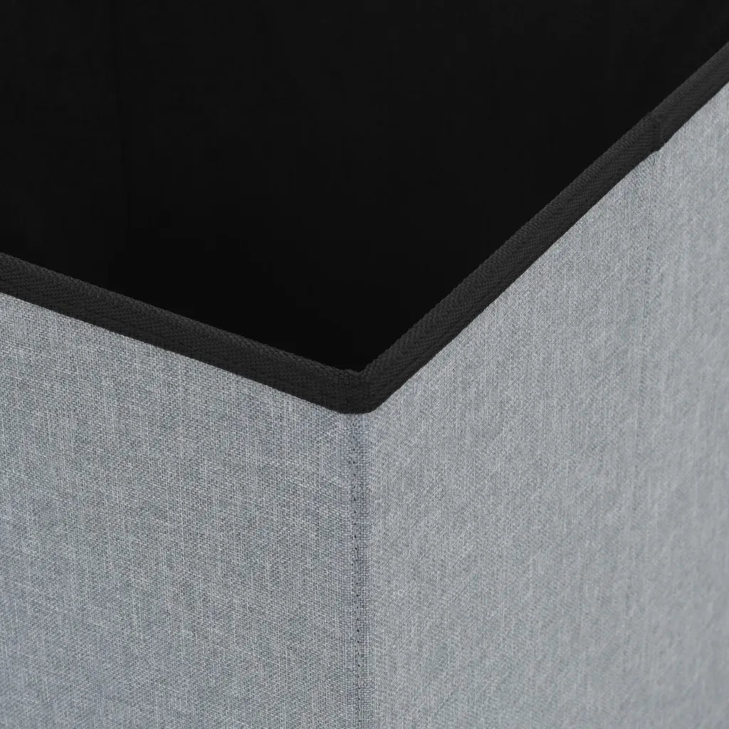 Pouf Pieghevoli con Contenitore 2pz Grigio Chiaro in Simil Lino 247080