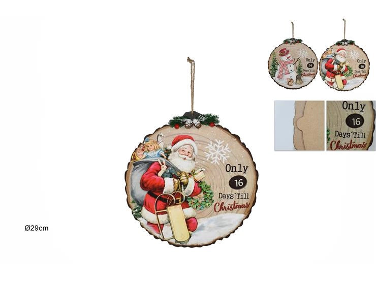 Appendno Decorativo Natalizio Tronco con Calendario Avvento 29 cm Vari Decori