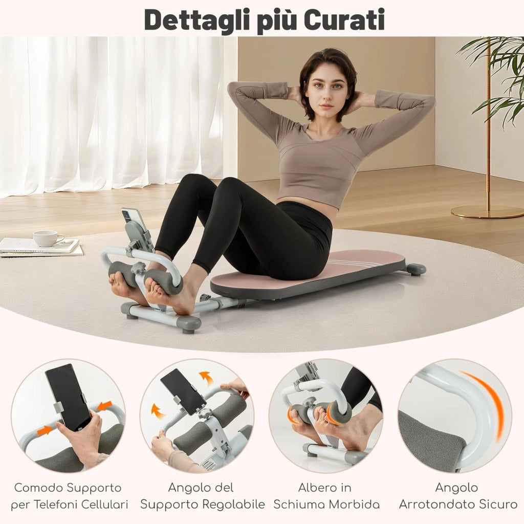 Panca per Addominali Multifunzionale, Panca da Allenamento Pieghevole con 3 Angoli Regolabili e Lunghezza Regolabile, Attrezzatura Fitness per Palestra Domestica, Portata 150 kg