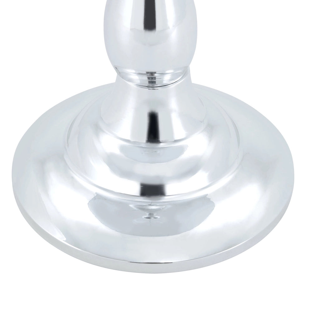 Tavolino rotondo in vetro temperato e metallo; ? 50 cm; argento