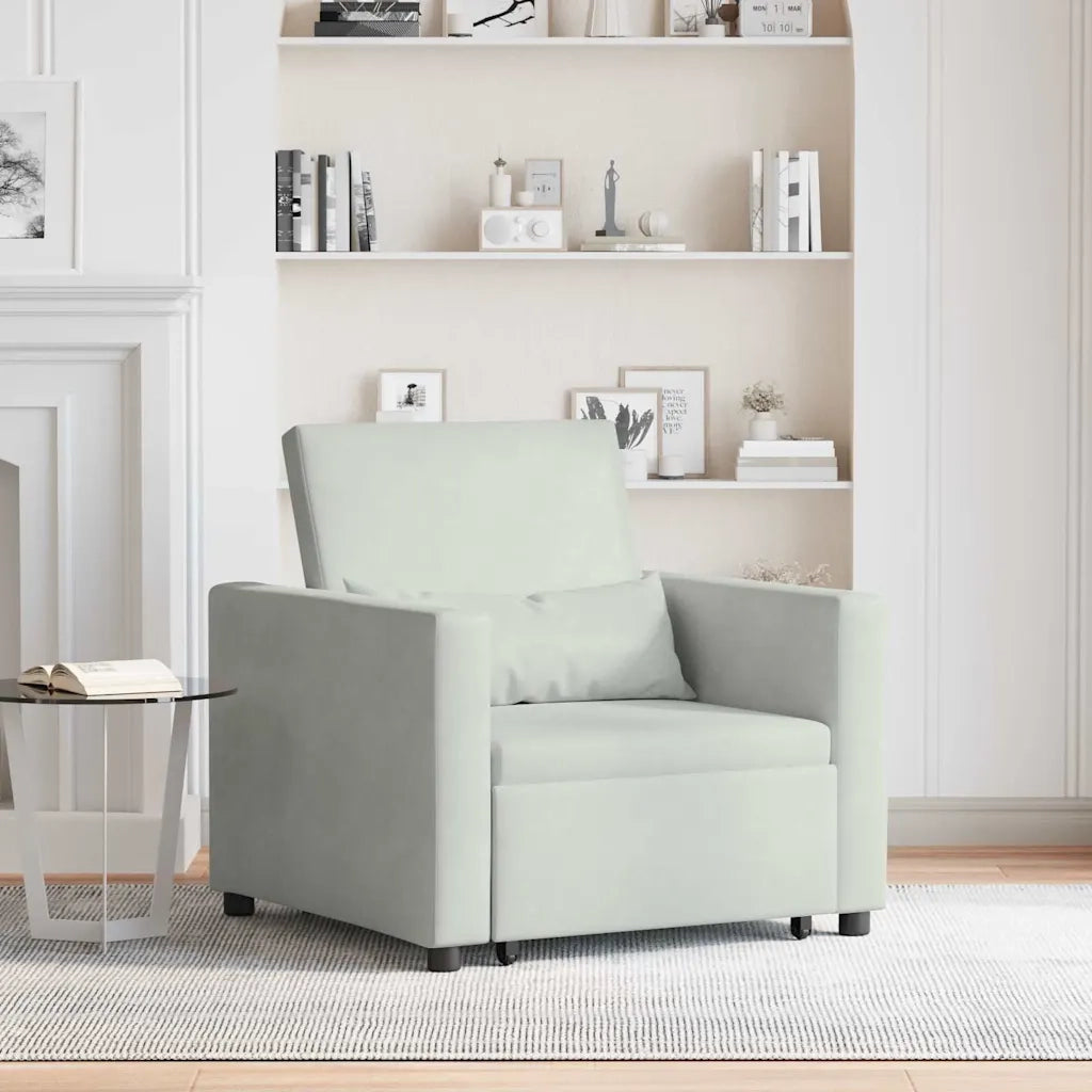 vidaXL Divano Letto Singolo Grigio chiaro 90 x 165 x 87 cm Velluto