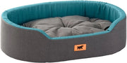Letto per cani Ferplast Dandy, Cuscino rimovibile, Piuma in cotone con imbottitura morbida, Coperta a copertura ideale per gatti, Dimensioni 45 x 35 x H 13 cm, Blu-verde