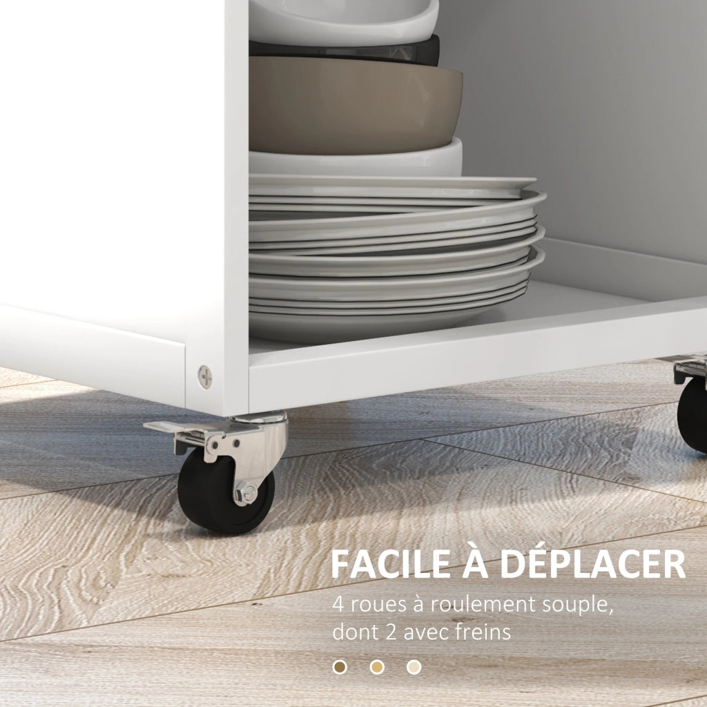 Carrello da cucina con cassetto e ripiano ¨C zephmum ¨C bianco