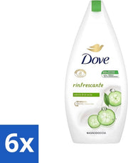 6 x Gel doccia rinfrescante - Zucchina e Tè verde - 400 ml - Gel doccia Rinfrescante - Idratazione - Pulizia - Umidificazione - Scrub