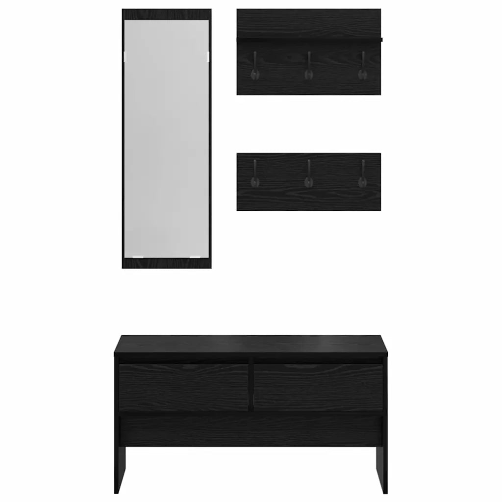 Set mobili da ingresso 4 pcs Rovere Nero Legno multistrato 871529
