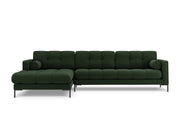Cosmopolitan Design - Divano angolare sinistro "Bali" 5 posti in tessuto strutturato verde scuro 